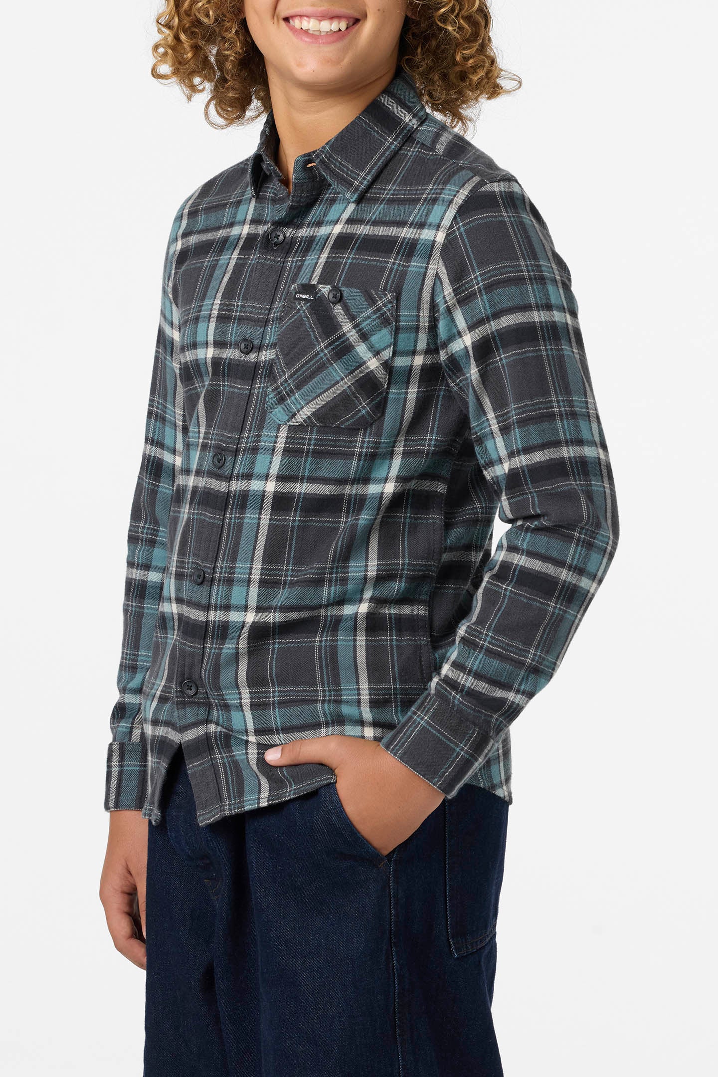 Boy's Redmond Plaid Flannel Long Sleeve Shirt - Image 3