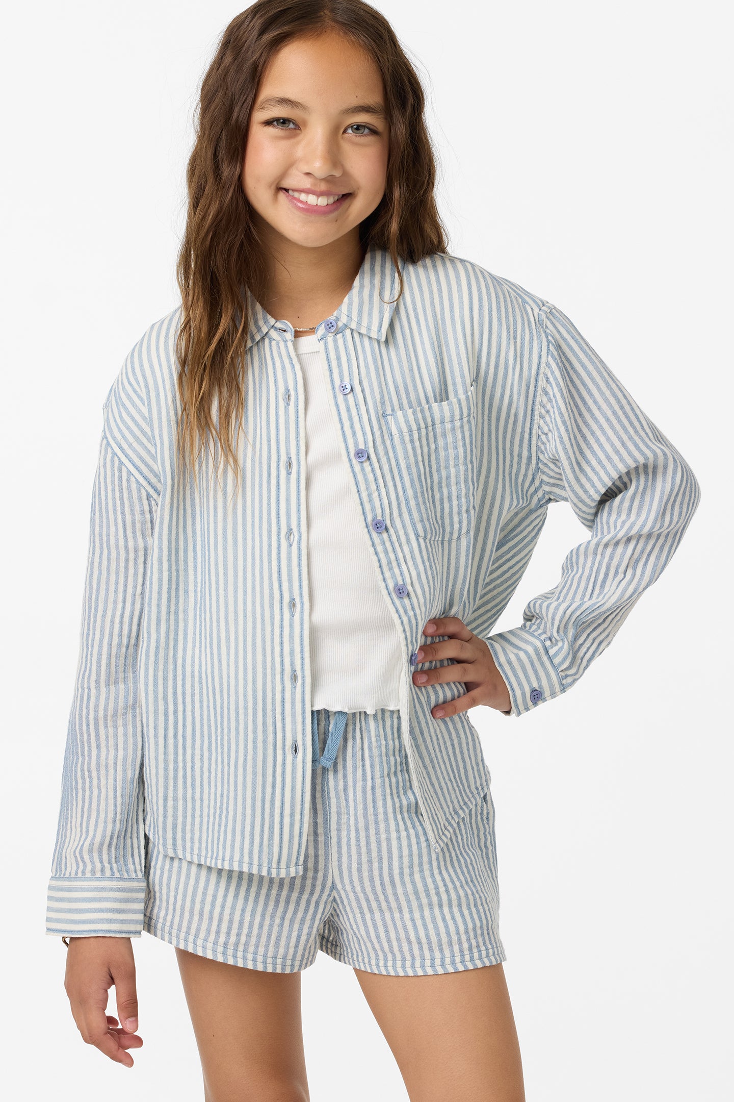 Girl's Leni Stripe Relaxed Long Sleeve Top