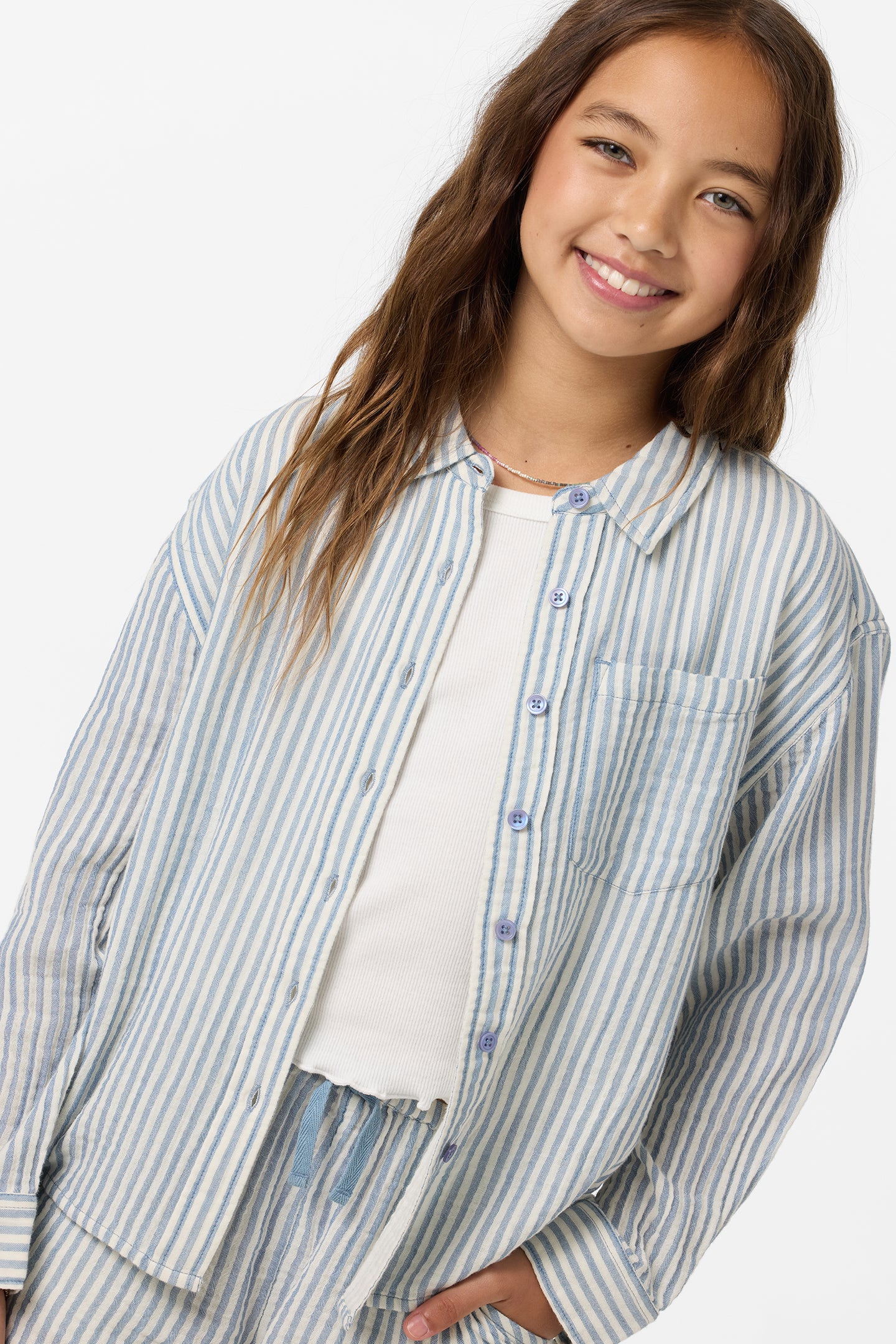 Girl's Leni Stripe Relaxed Long Sleeve Top - Image 4