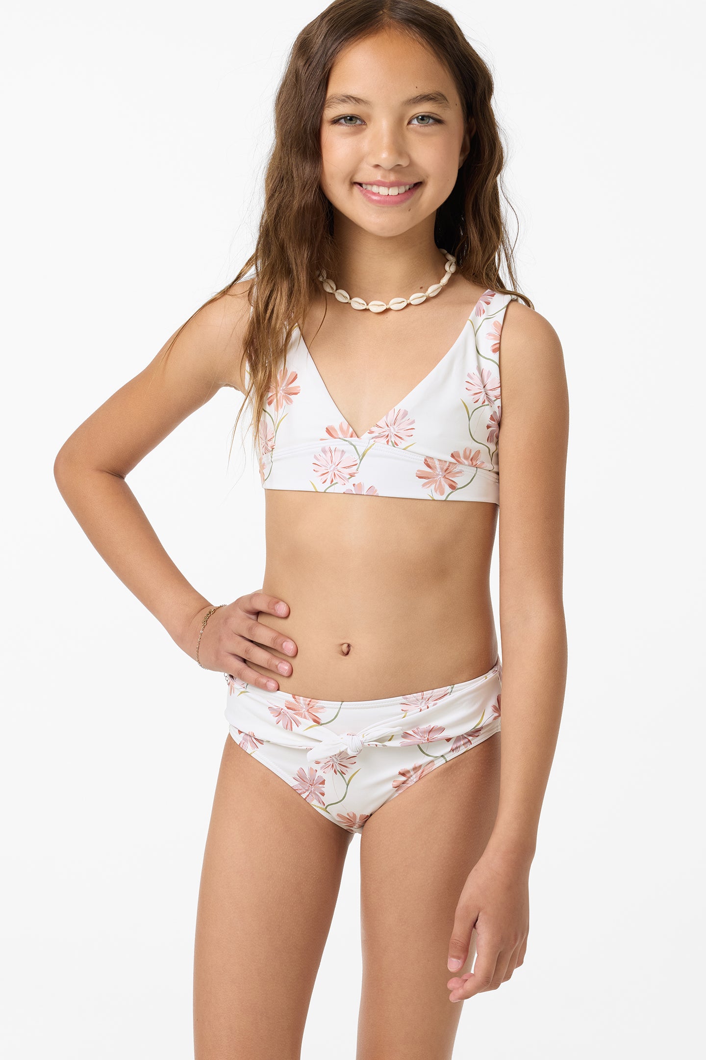 Girl's Ivy Floral Fixed Tri Swim Set
