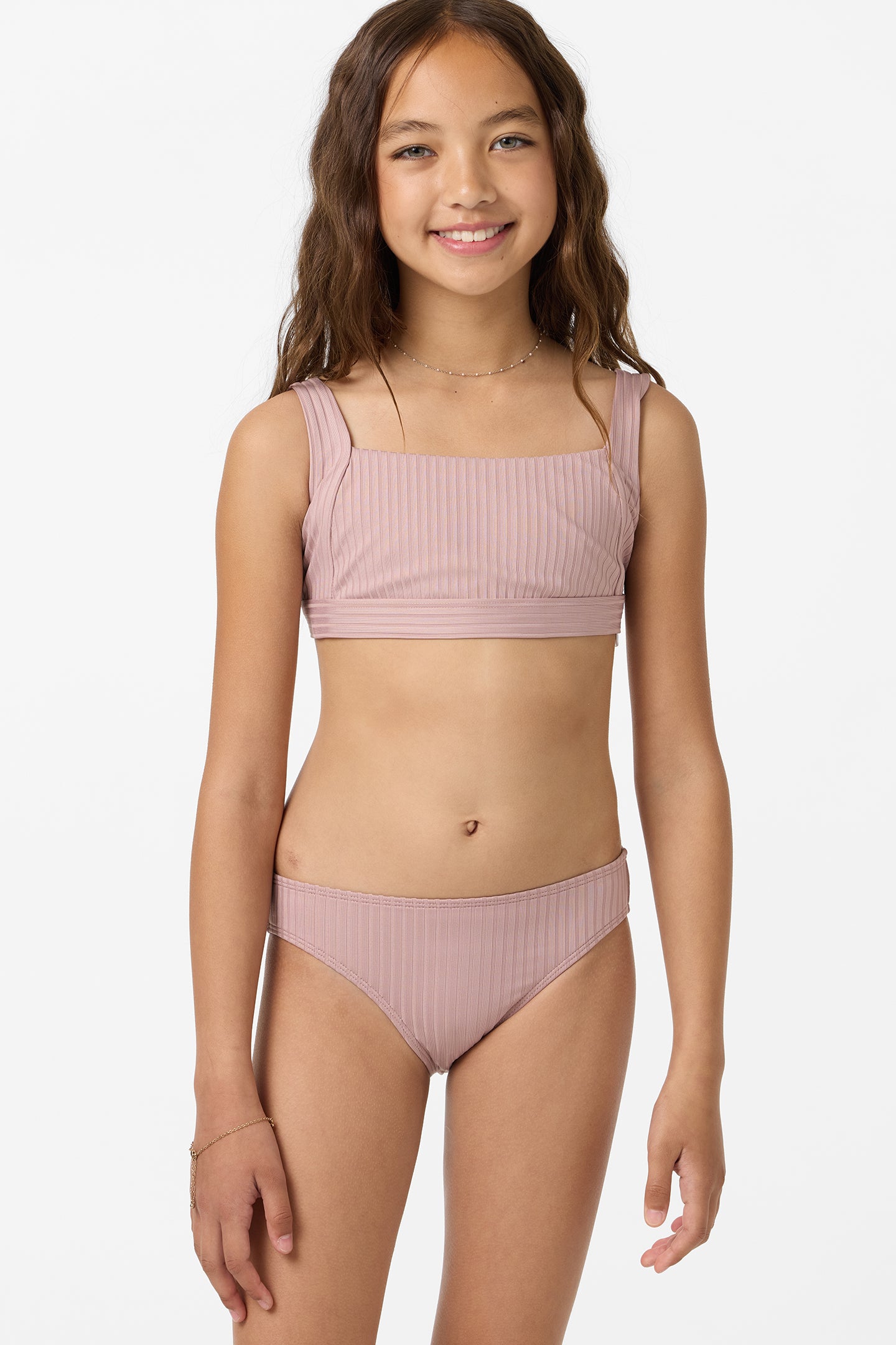 Girl's Shorebreak Rib Square Neck Swim Set