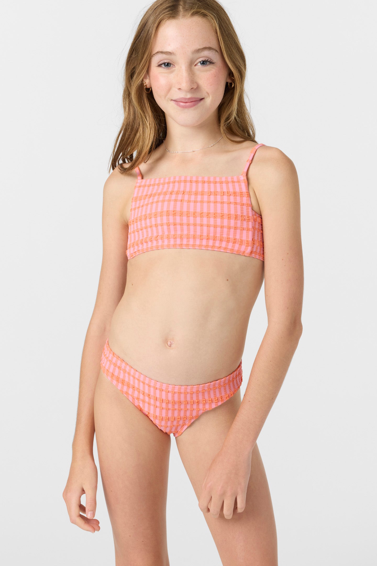 Girl's Paradise Plaid Square Neck Bralette Top Set