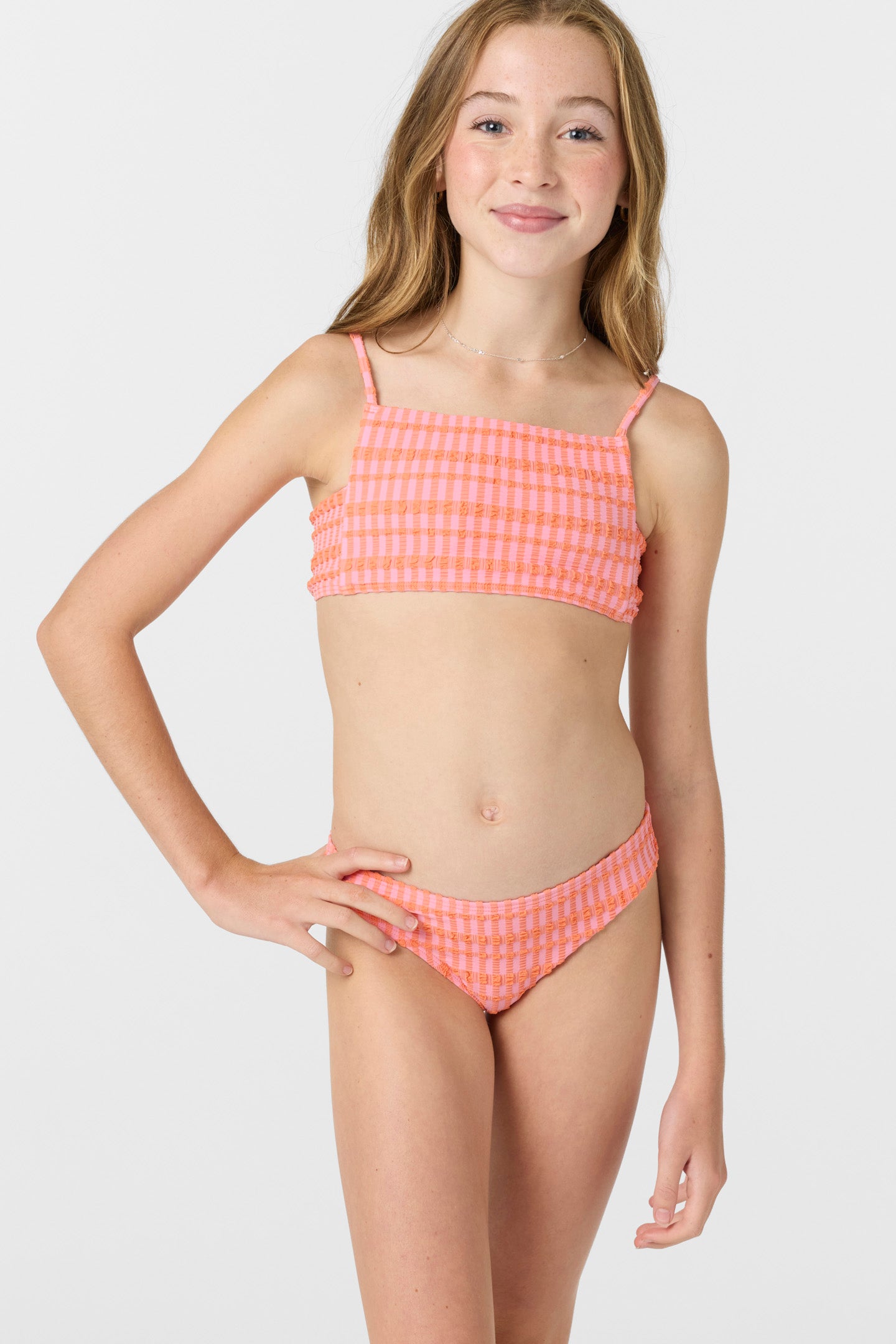 Girl's Paradise Plaid Square Neck Bralette Top Set - Image 2